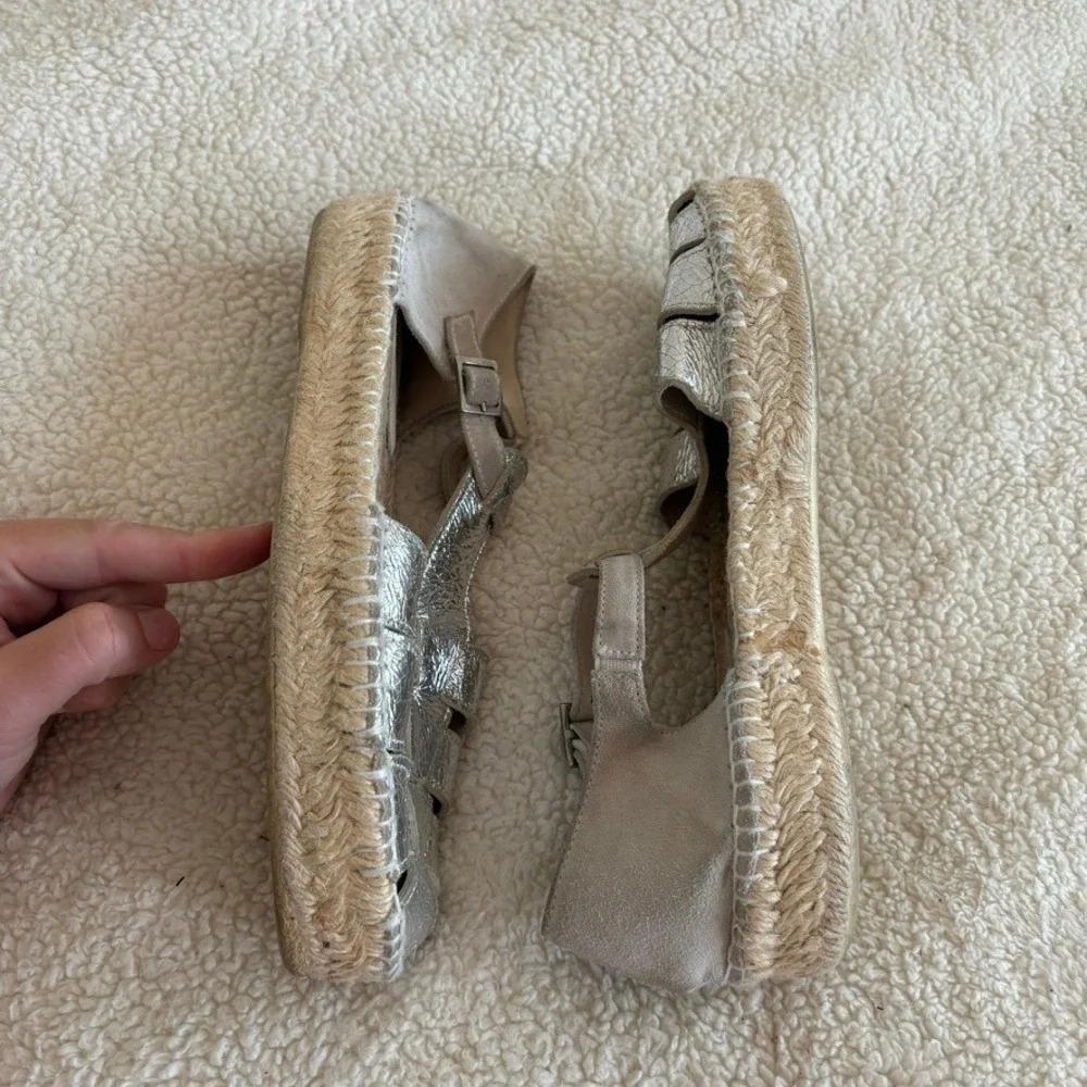 Lagoa Espadrilles Women's 38 Silver metallic leather Made in Spain